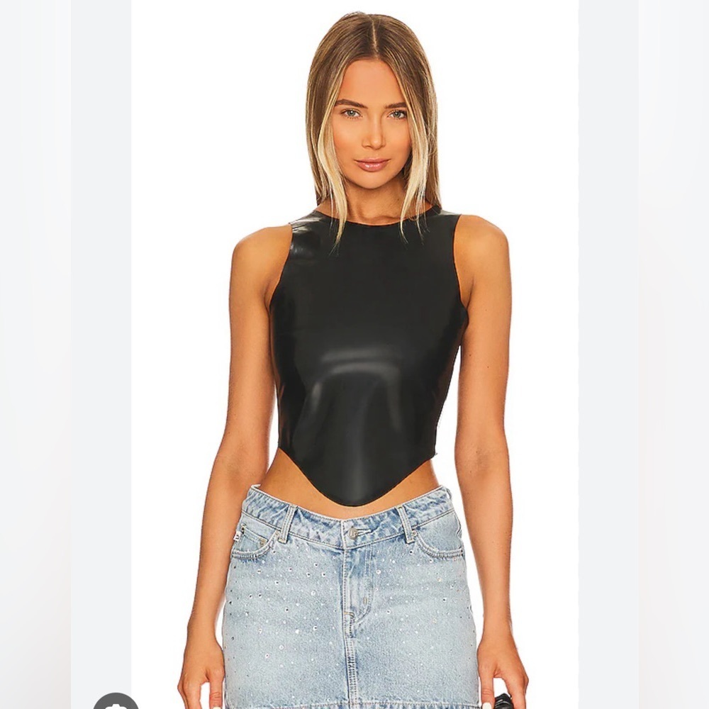 Miaou Jinx Tank Top Cami Latex Black Fetish Sz Large NWT $295...Revolve
